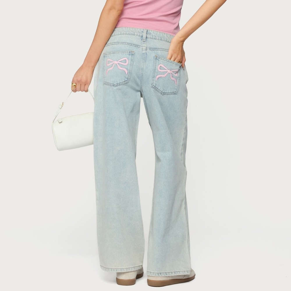 Edikted bow pocked wide leg jeans